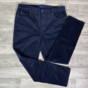 Talbots High Rise Straight Leg Preppy Corduroy Pants Navy Blue sz 12